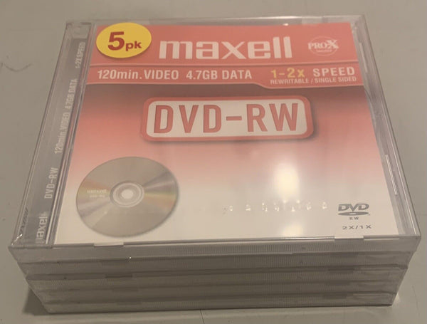 DVD Vierge MAXWELL DVD RW 120 Min Video 4.7GB DATA 1-2x Speed. Neuf.  IT And Office   