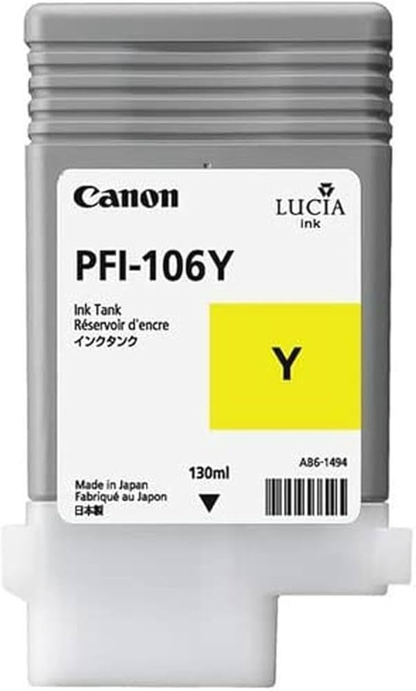 🖨️ Cartouche d'encre CANON PFI-106Y Original Neuve Jaune 130ml Date: 03/2018 🖨 Canon